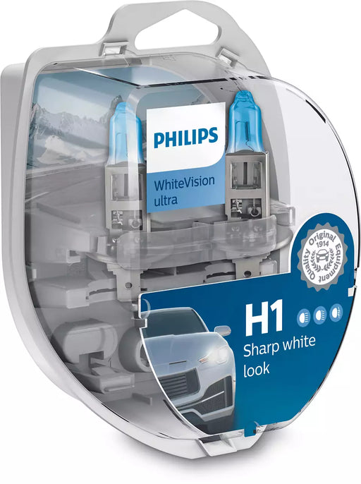 PHILIPS halogen H1 12v sett White Vision Ultra - Arbeidslys.no